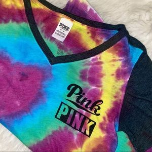 PINK • V-Neck Tee • Tie Dye